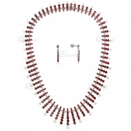 Náušnice s českým granátom a perlou (DESIGN VD 2011) 1351